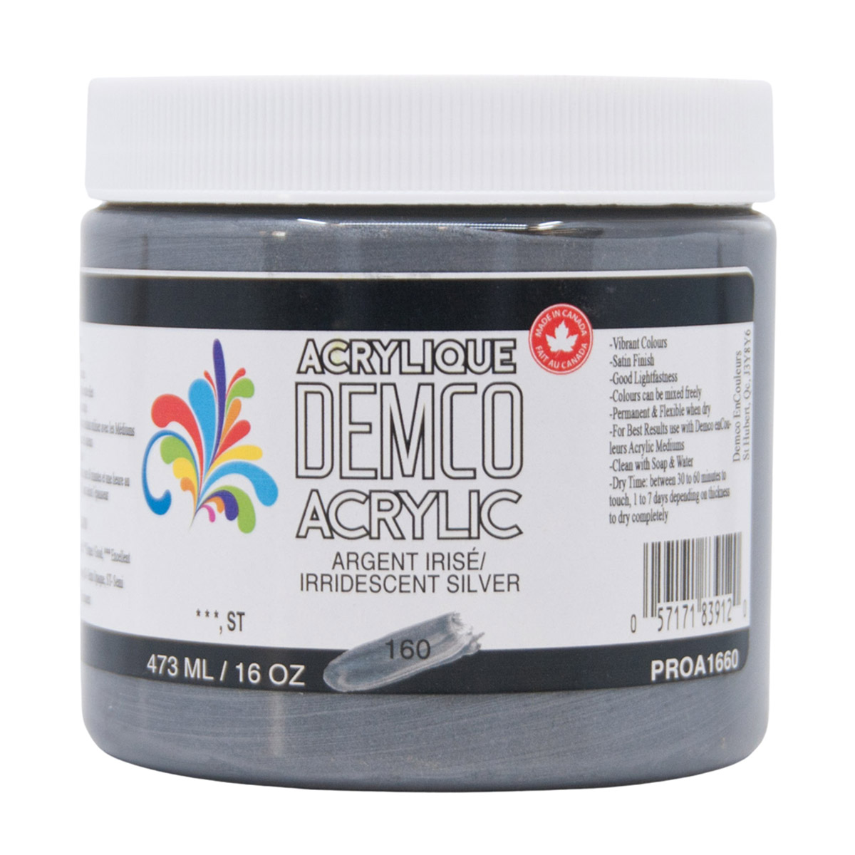 Demco Acrylic Iridescent Silver 473ml/16oz