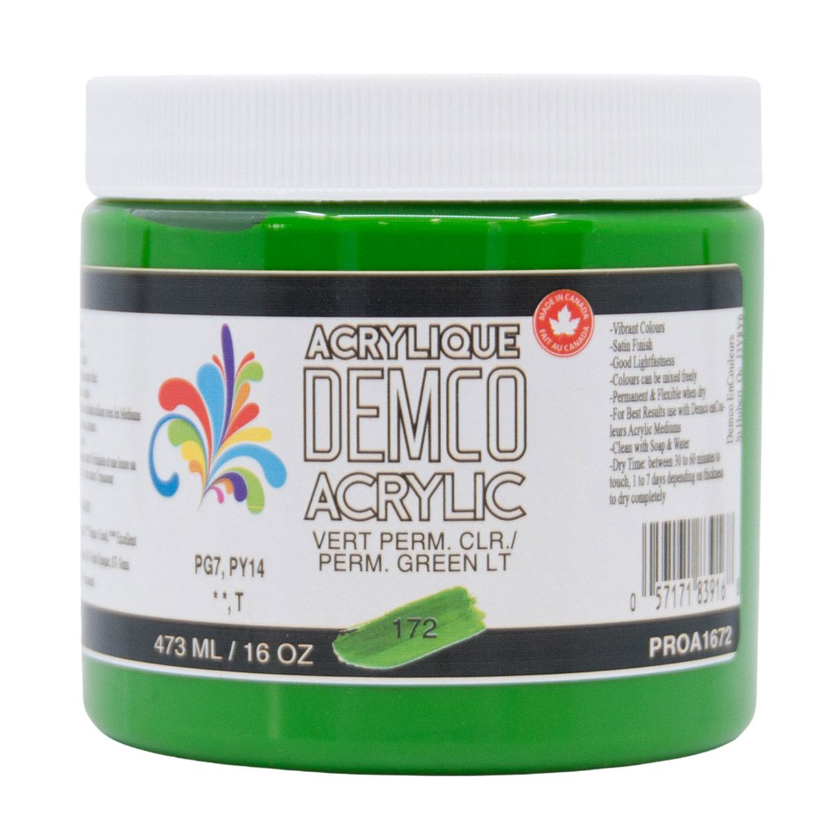 Demco Acrylic Permanent Green Light Hue 473ml/16oz