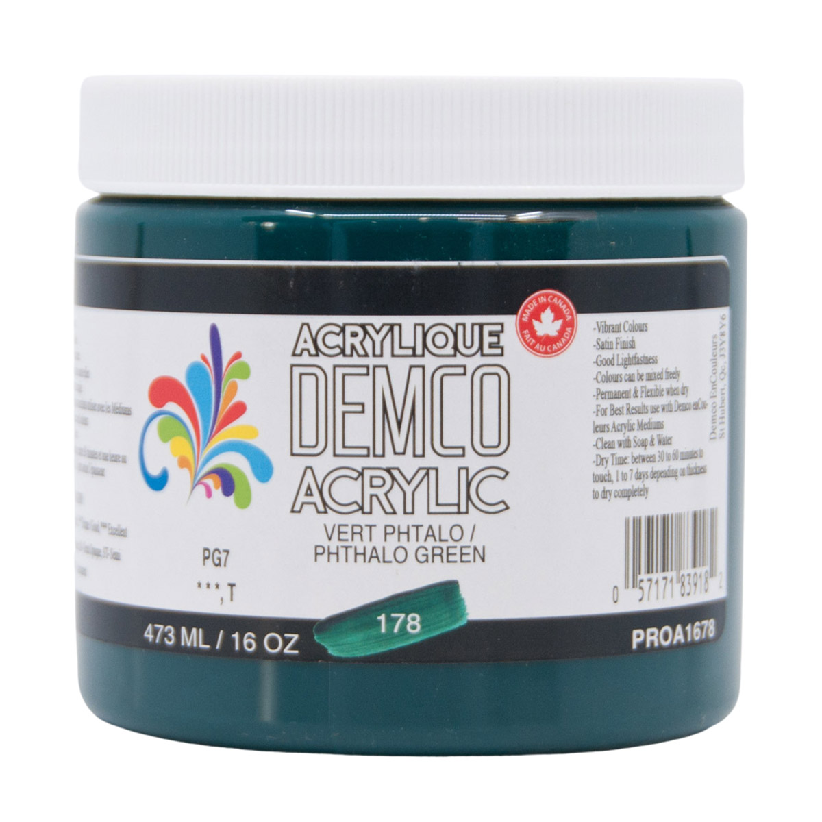Demco Acrylic Phthalo Green 473ml/16oz