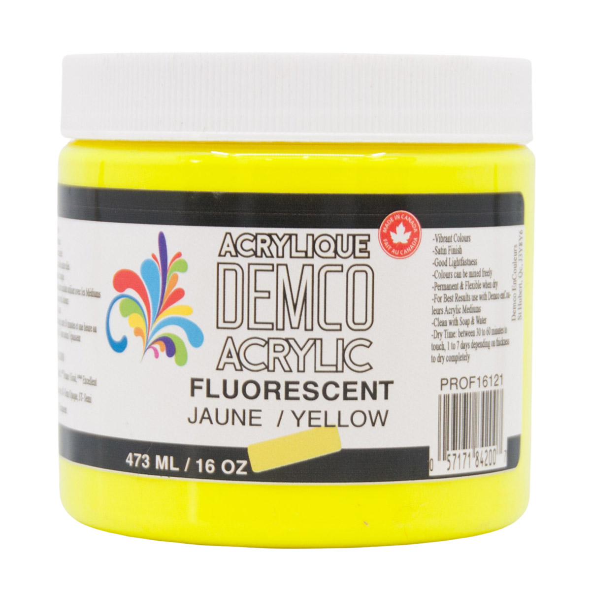 Demco Acrylic Fluorescent Yellow 473ml/16oz