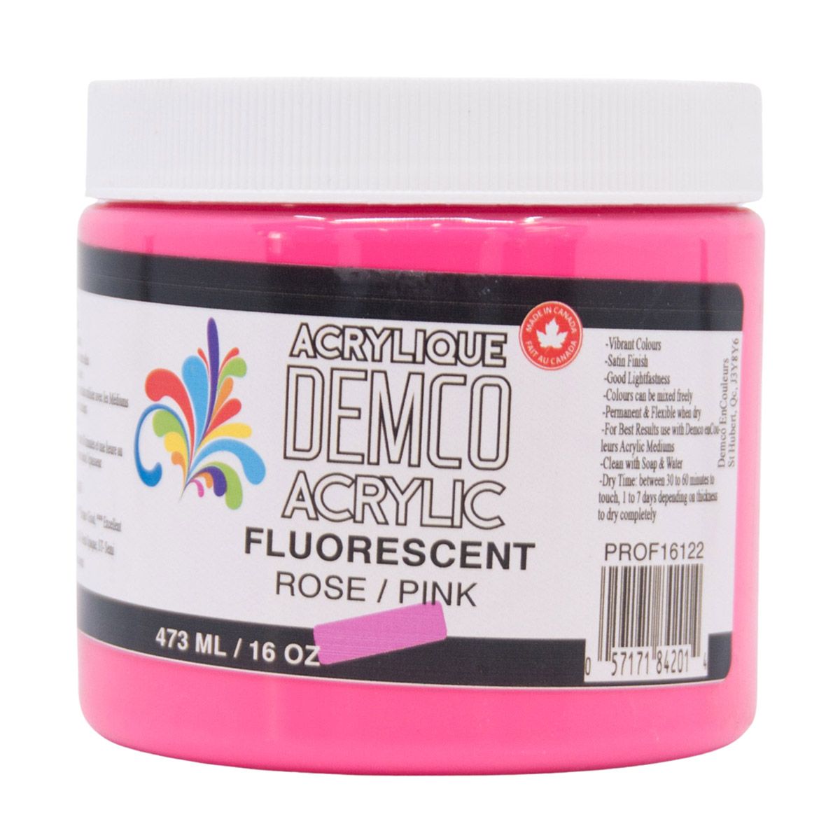 Demco Acrylic Fluorescent Pink 473ml/16oz