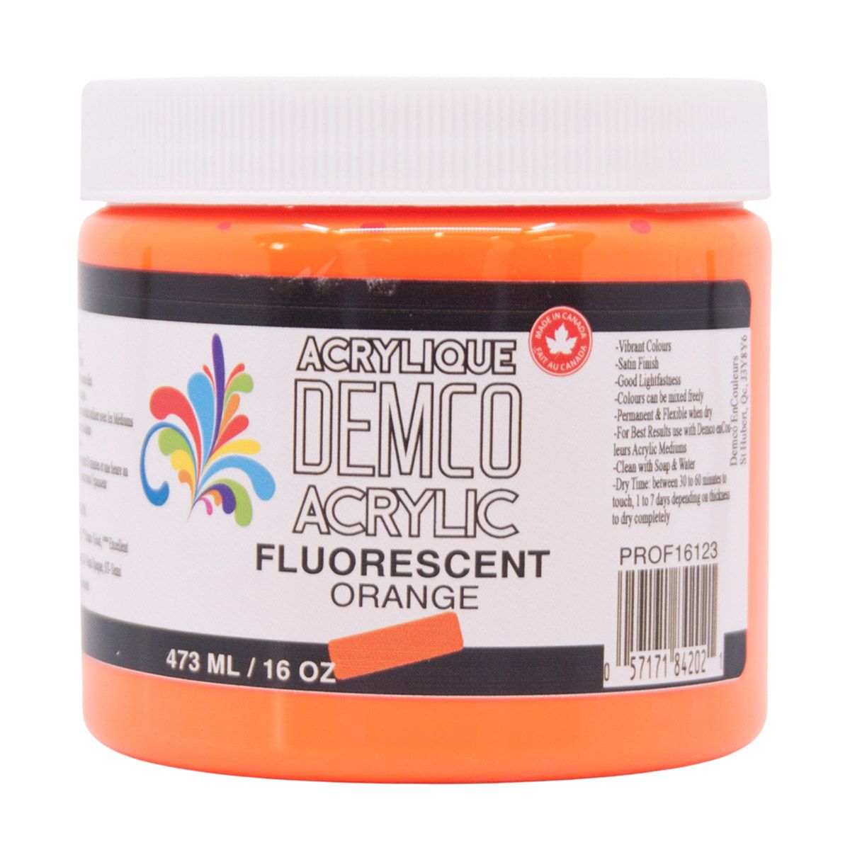 Demco Acrylic Fluorescent Orange 473ml/16oz