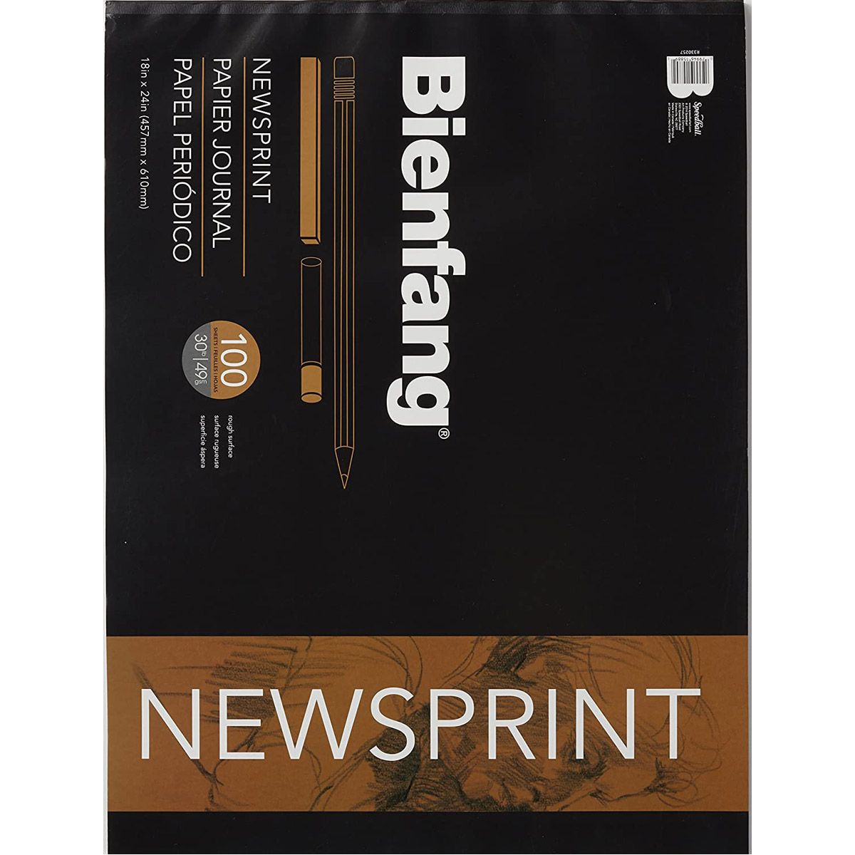 Bienfang Newsprint 100 Sheet 30lb, 18 x 24 Inch