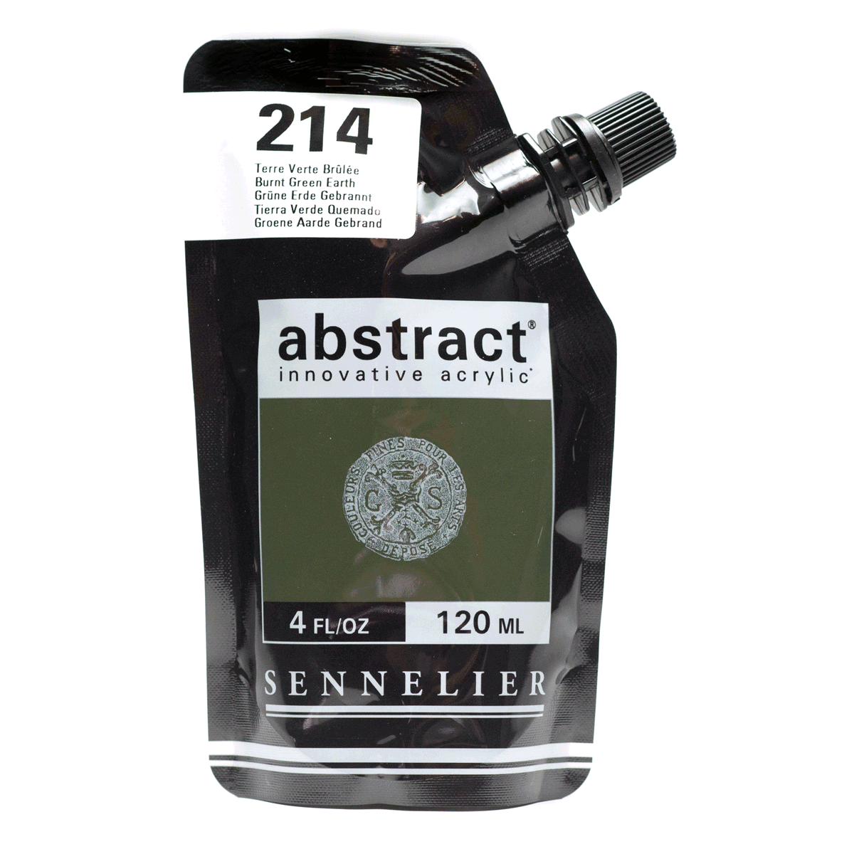 Abstract Acrylic Pouch - Satin 214 Burnt Green Earth 120ml