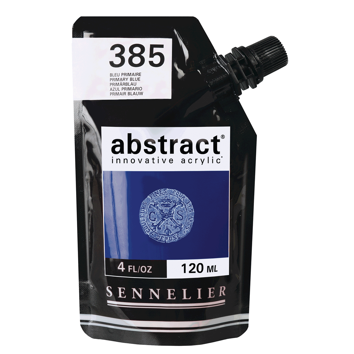 Sennelier Abstract Acrylic Paint Pouch - Satin 385 Primary Blue 120ml