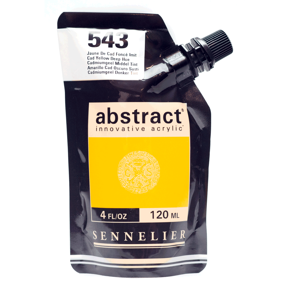 Abstract Acrylic Pouch - Satin 543 Cadmium Yellow Deep Hue 120ml
