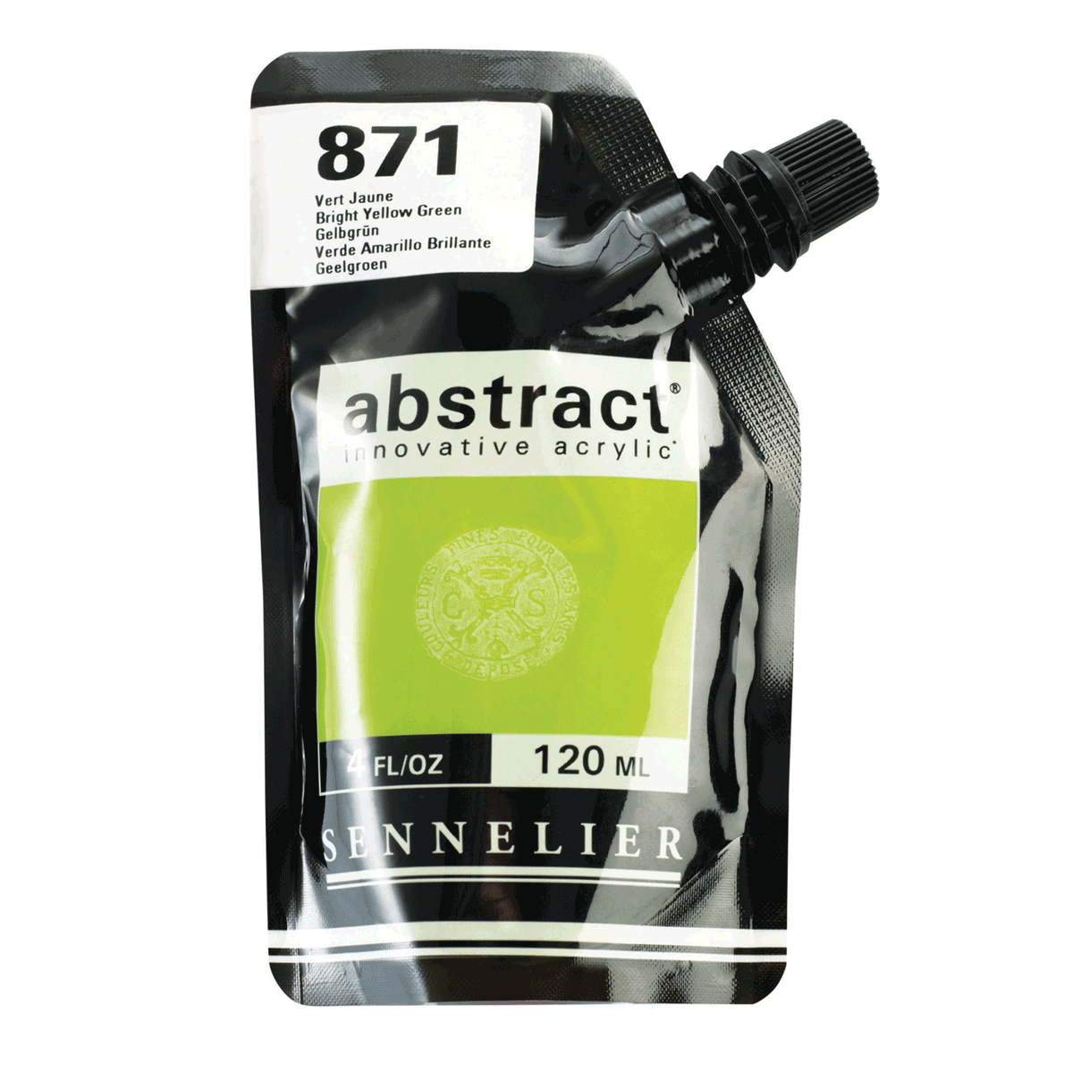 Abstract Acrylic Pouch - Satin 871 Bright Yellow Green 120ml