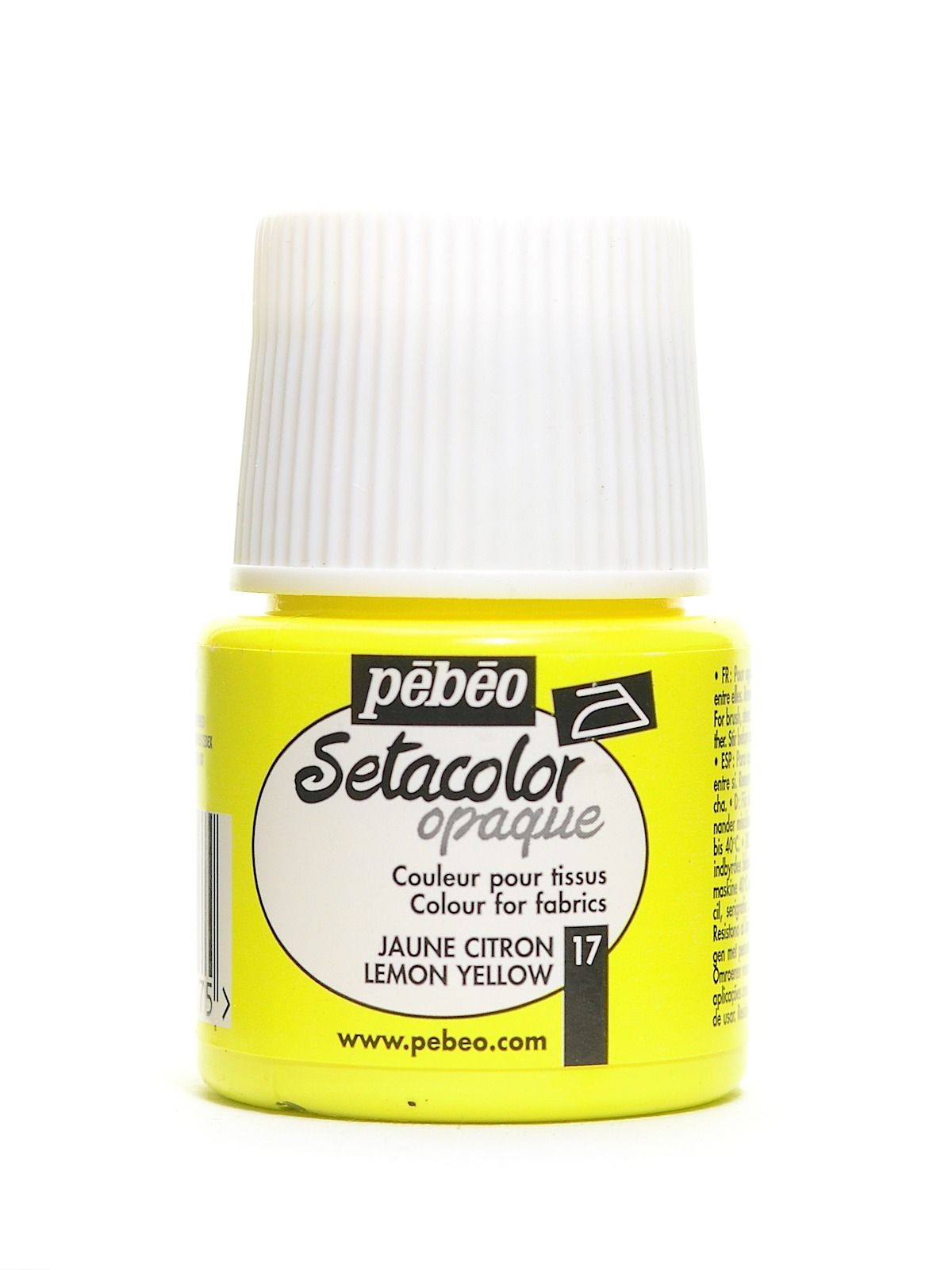 Pébéo Setacolor Fabric Paint - Opaque Lemon Yellow - 45 mL Bottle
