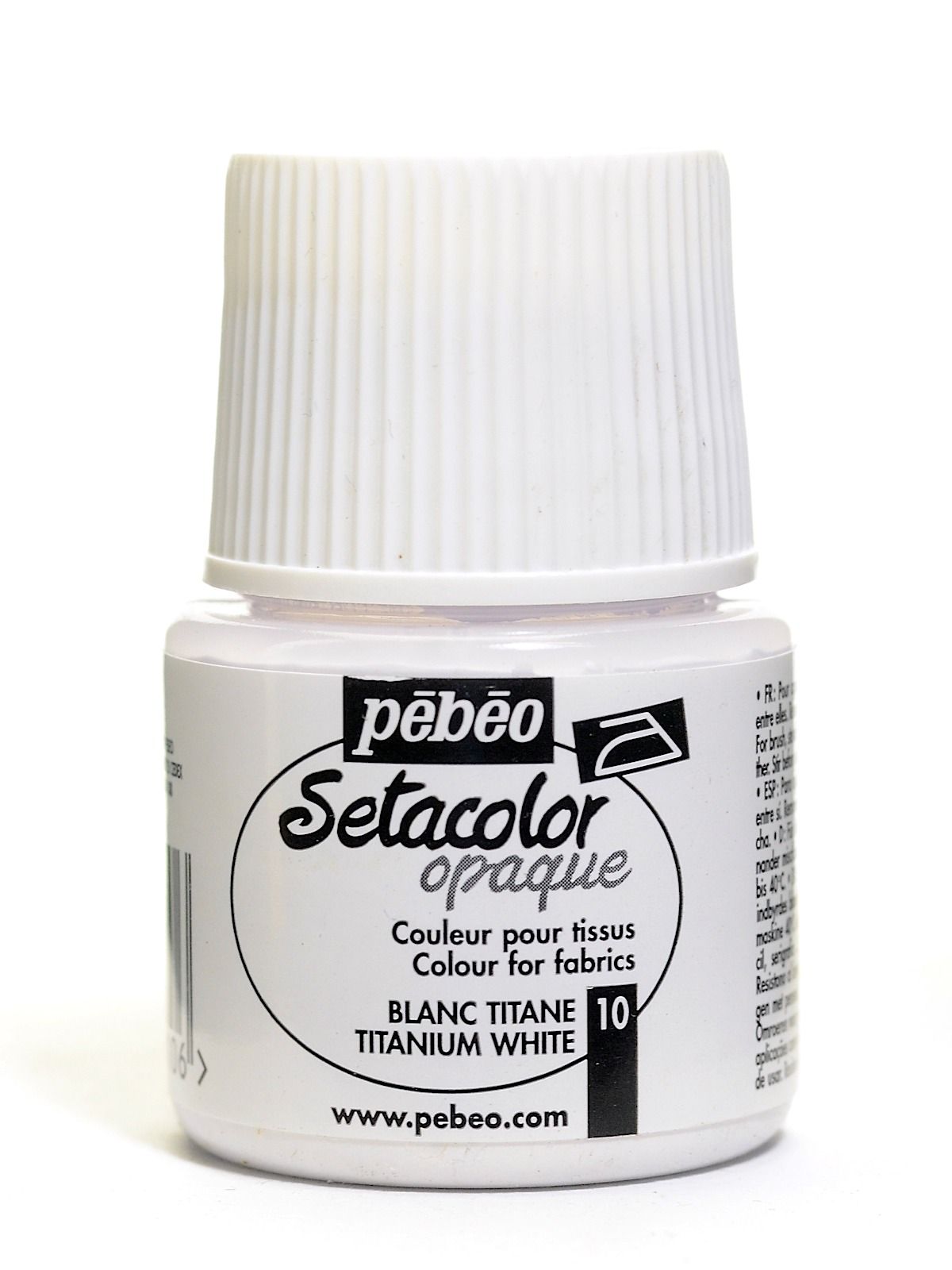 Pébéo Setacolor Fabric Paint - Opaque Titanium White - 45 mL Bottle