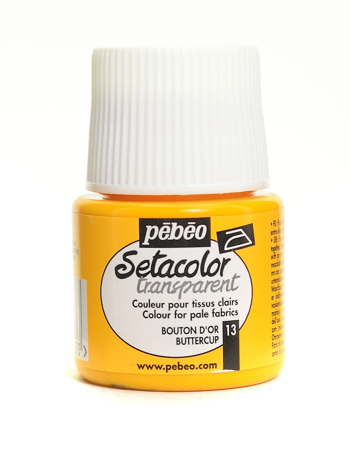 Pébéo Setacolor Fabric Paint - Transparent Butter Cup - 45 mL Bottle