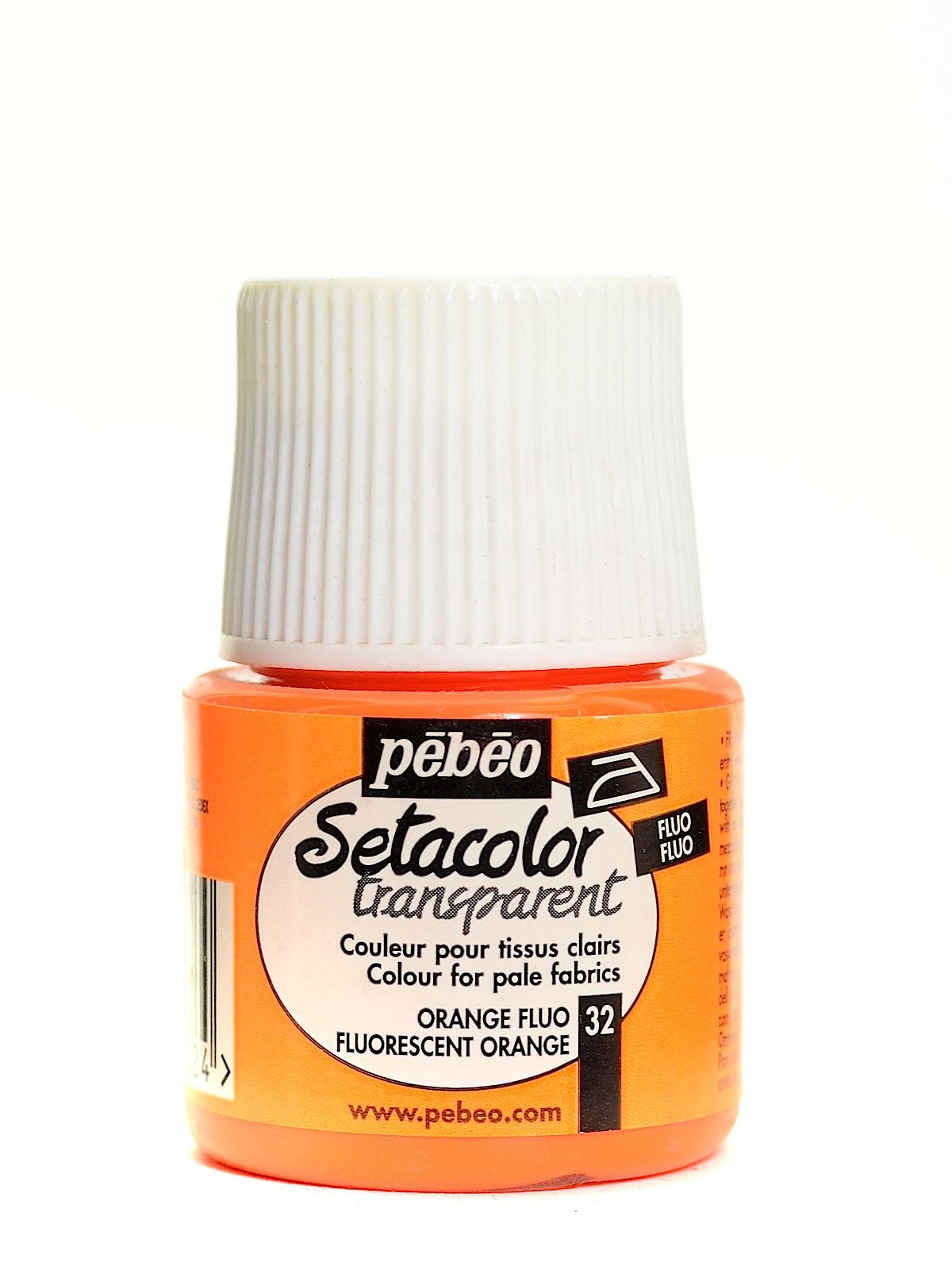 Pébéo Setacolor Fabric Paint - Transparent Fluorescent Orange - 45 mL Bottle