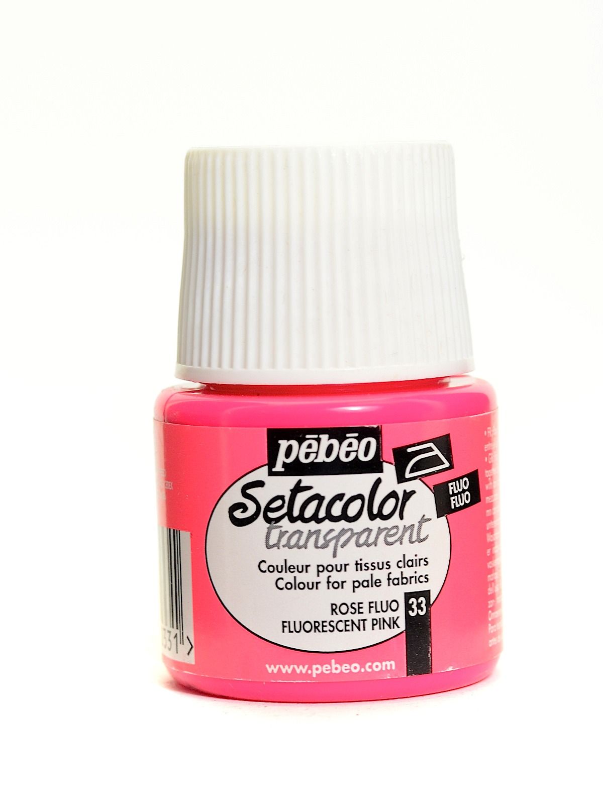 Pébéo Setacolor Fabric Paint - Transparent Fluorescent Pink - 45 mL Bottle