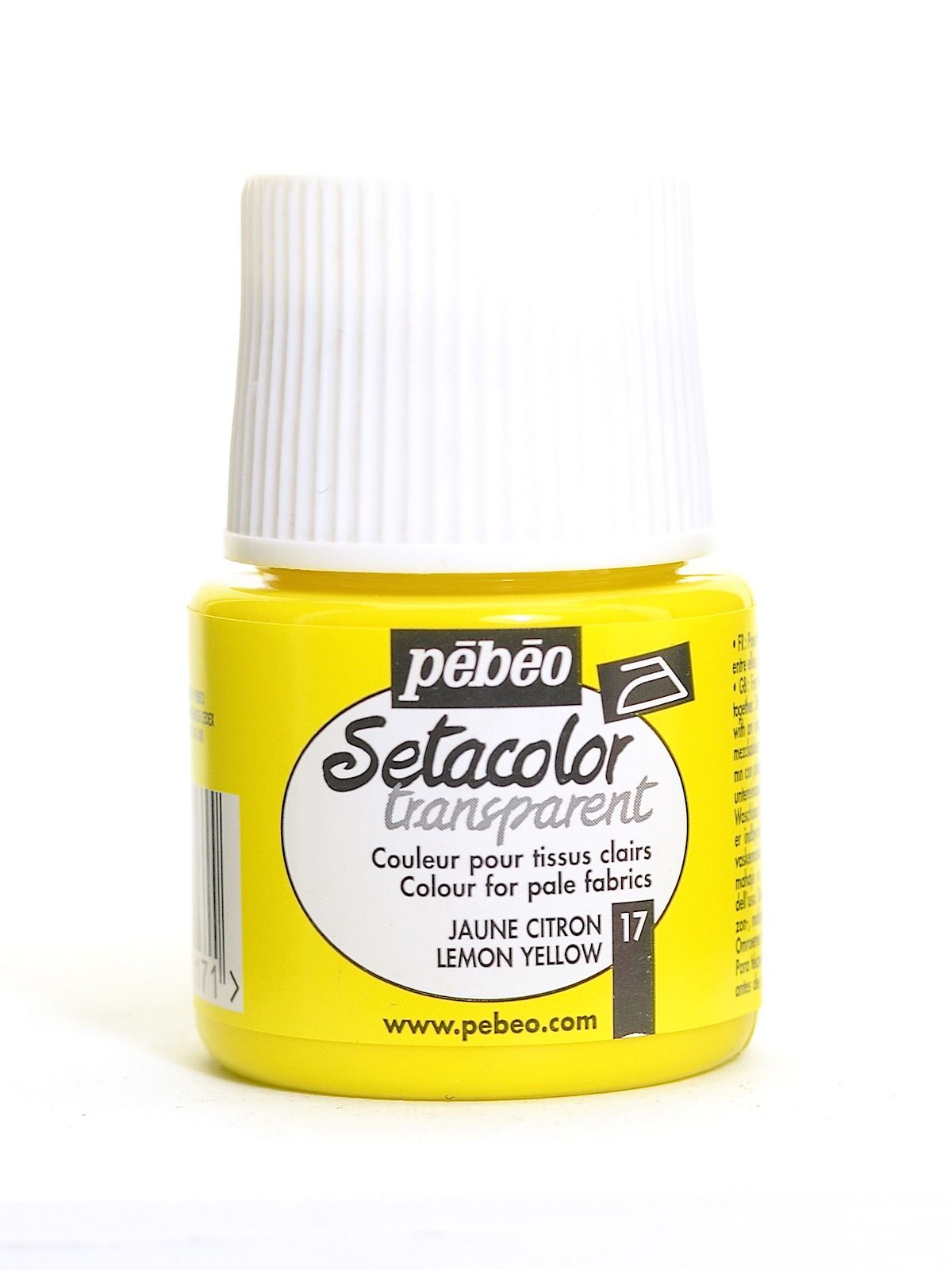 Pébéo Setacolor Fabric Paint - Transparent Lemon Yellow - 45 mL Bottle