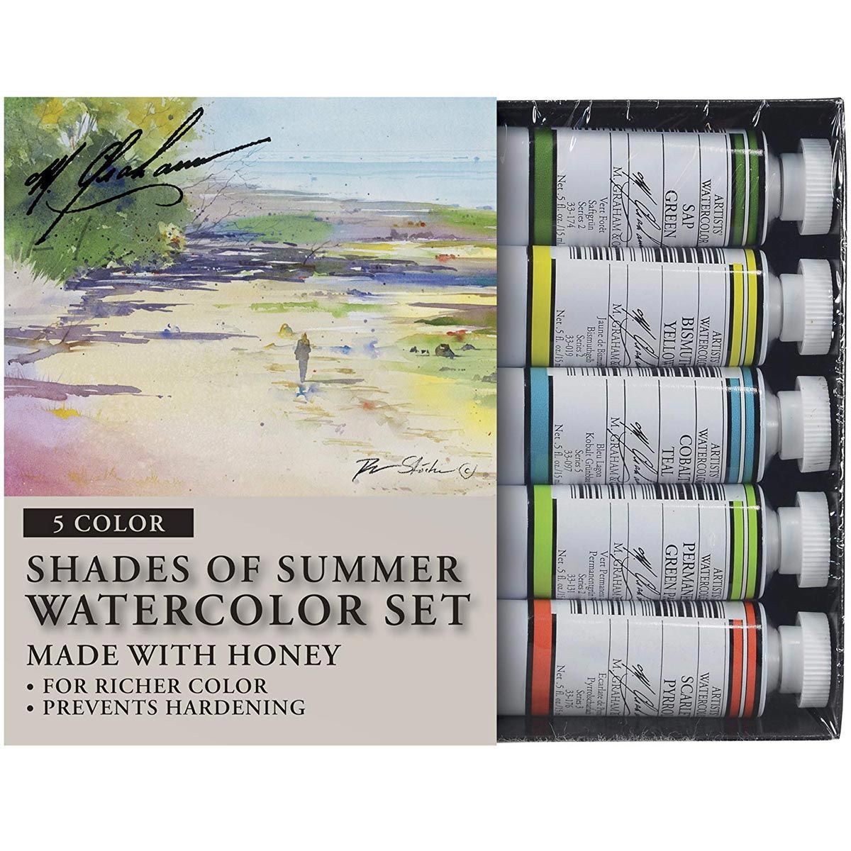 M Graham Shades of Summer 5-Colour Watercolour Paint Set