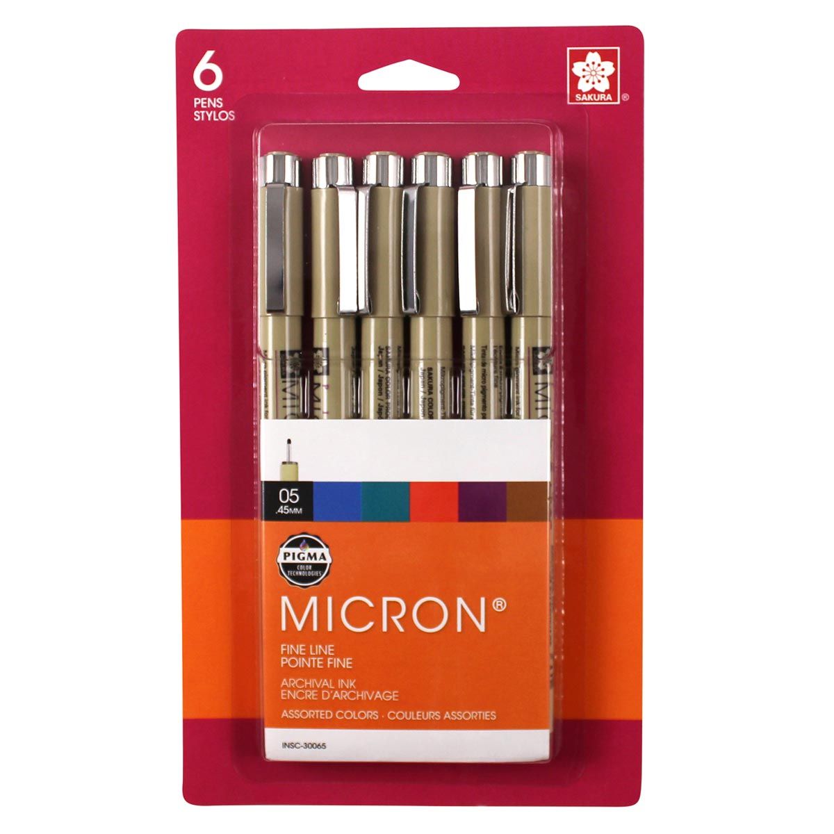 Pigma Micron Pen Sets, Assorted Ink, 6-Colour 05 Set
