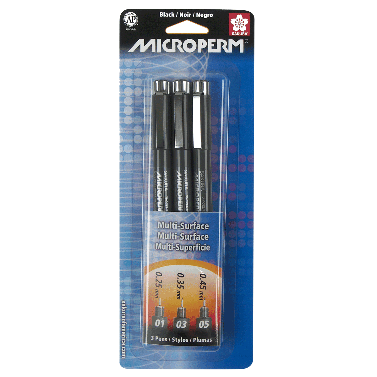 Microperm Pens Ultra-Fine Point Pen Set, 3-Piece Blister Card