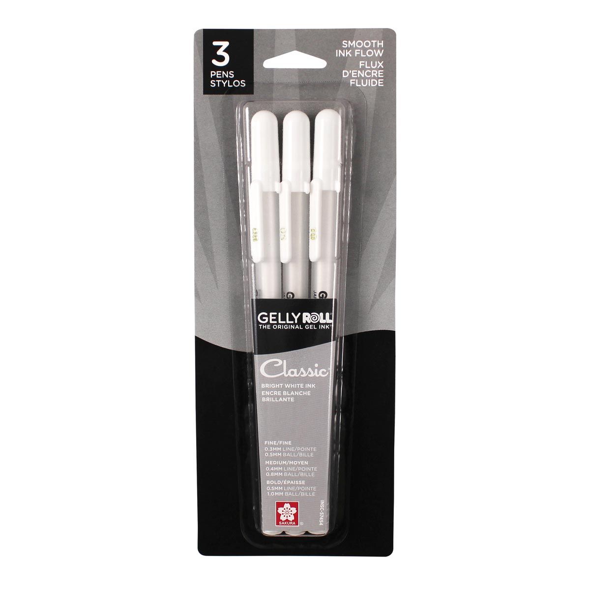 Gelly Roll 3-Pen Set - White (Fine, Medium & Bold Point)