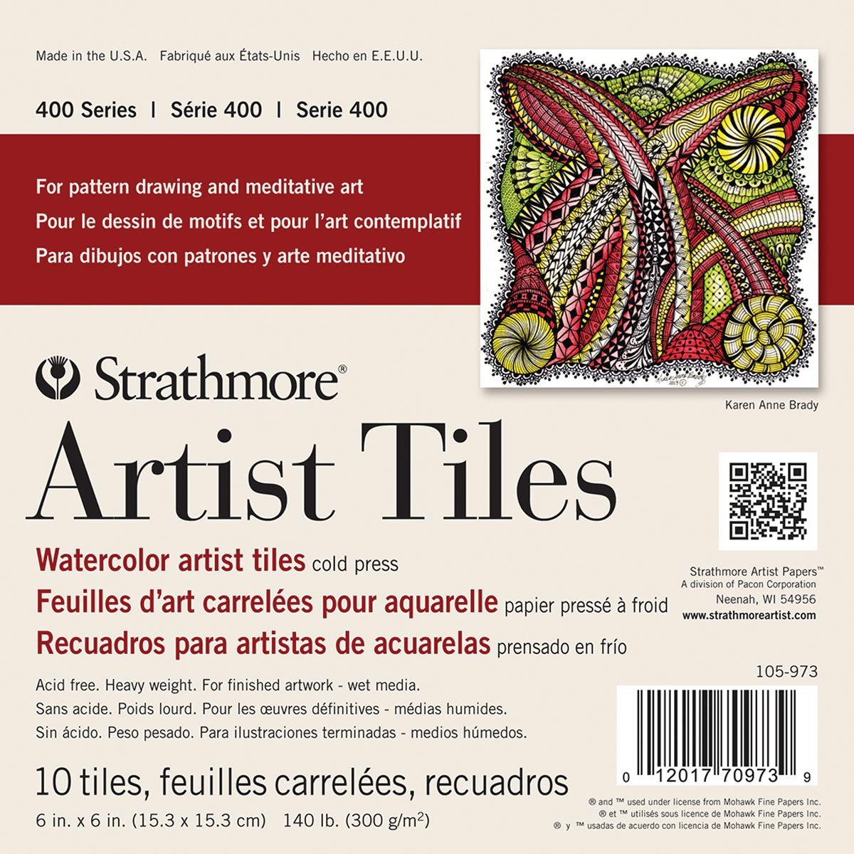 Strathmore 400 Series Watercolour Artist Tiles CP 10/sht 6″ x 6″