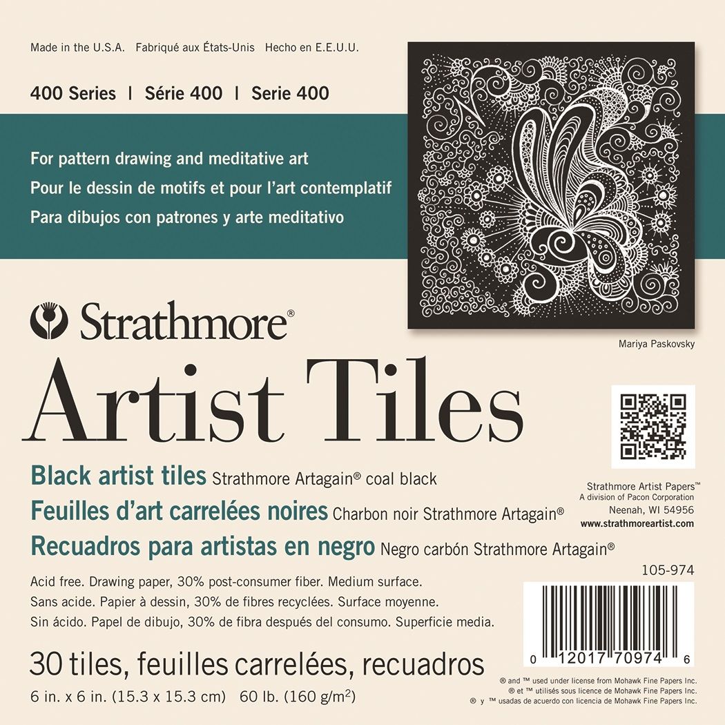 Strathmore 400 Series Artist Tiles, Black Artagain – 30/Sht. 6″ x 6″