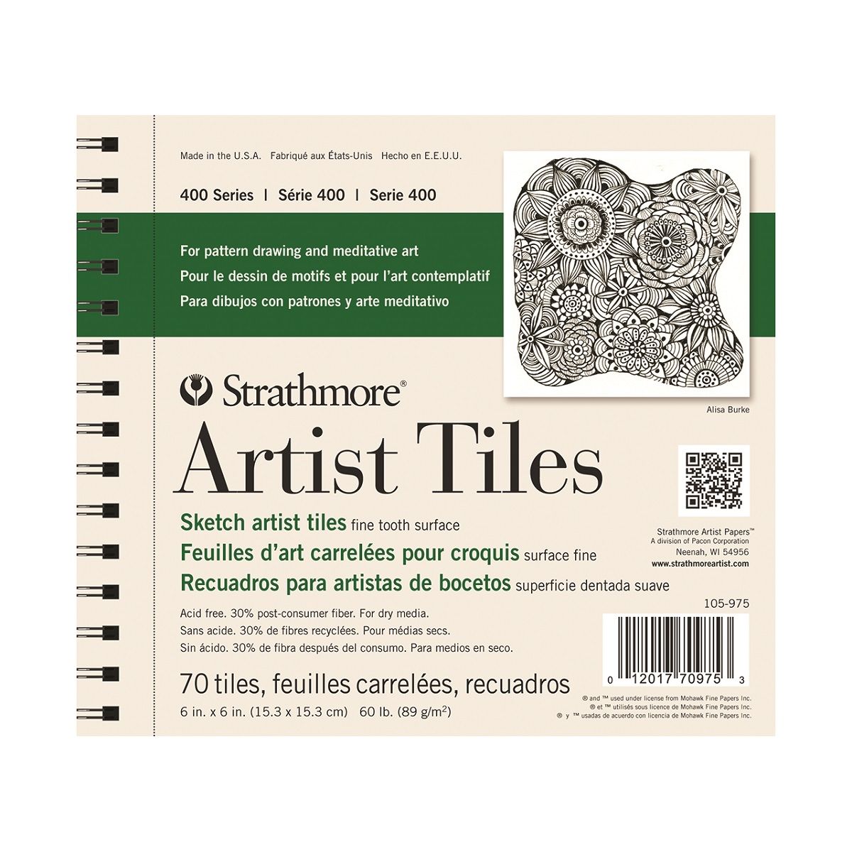 Strathmore 400 Series Artist Tiles, Sketchbook – 70/Sht. 6″ x 6″