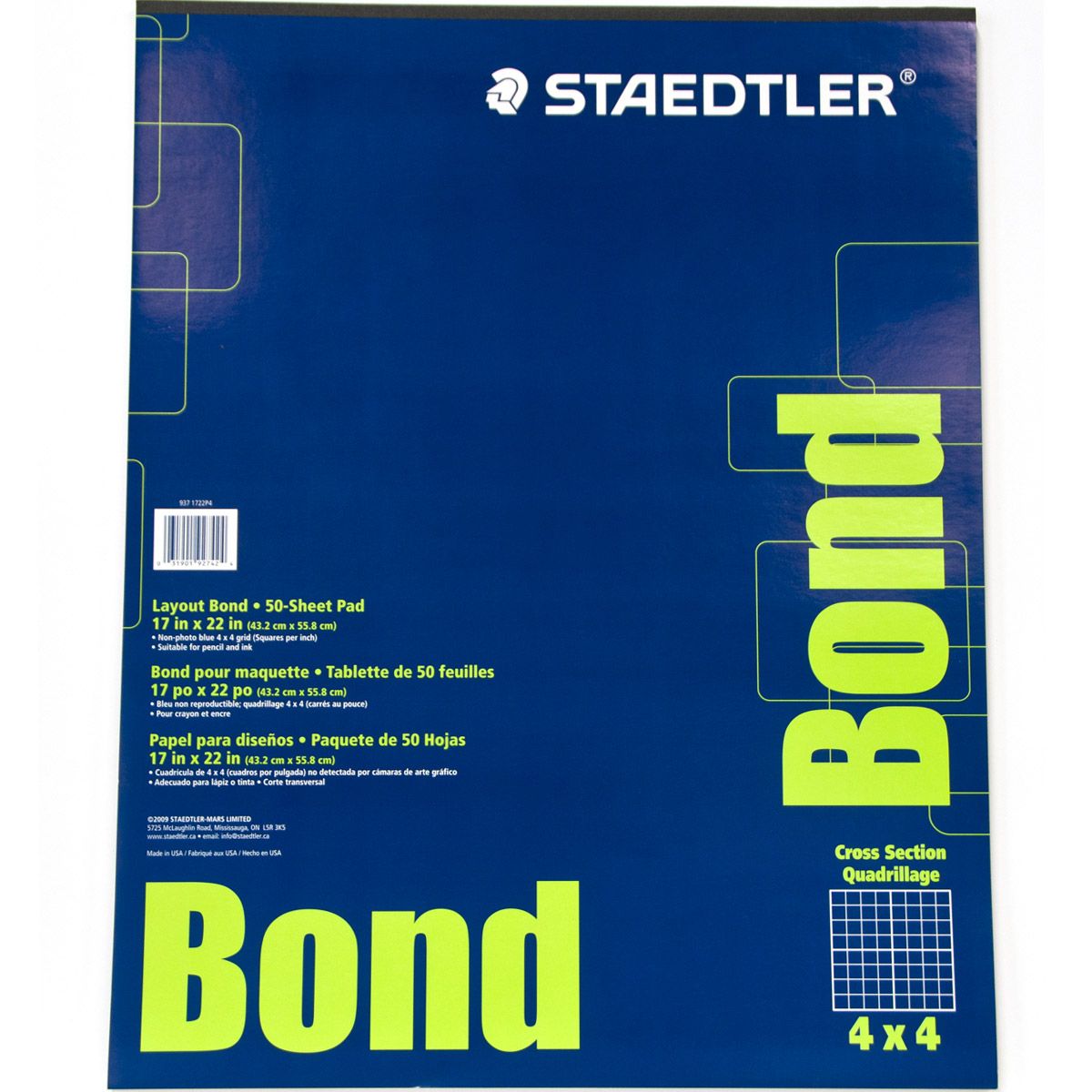 Staedtler Mars Paper Bond 4x4 Grid Pad - 50 sheets 17" x 22"
