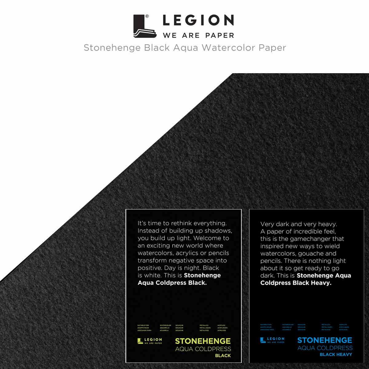 Legion Stonehenge Aqua Black Watercolour Paper - Sheets
