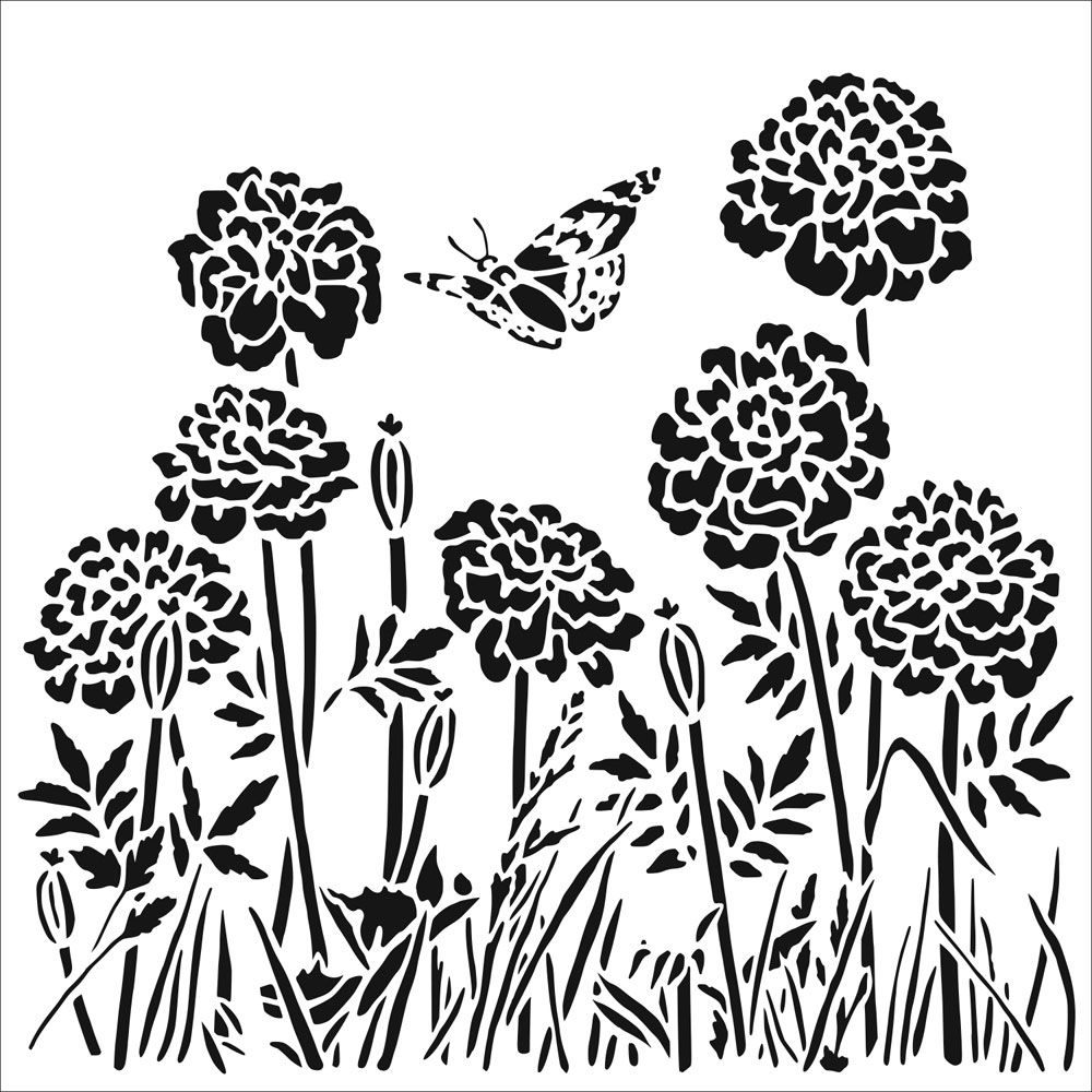 The Crafters Workshop Stencil - Happy Dandelions 6 x 6 inch