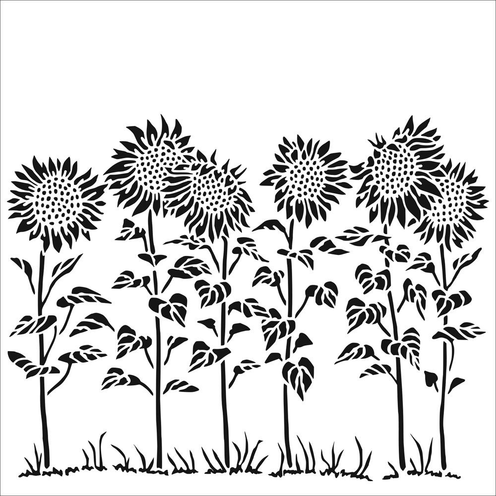 The Crafters Workshop Stencil - Sunflower Meadow 6 x 6 inch