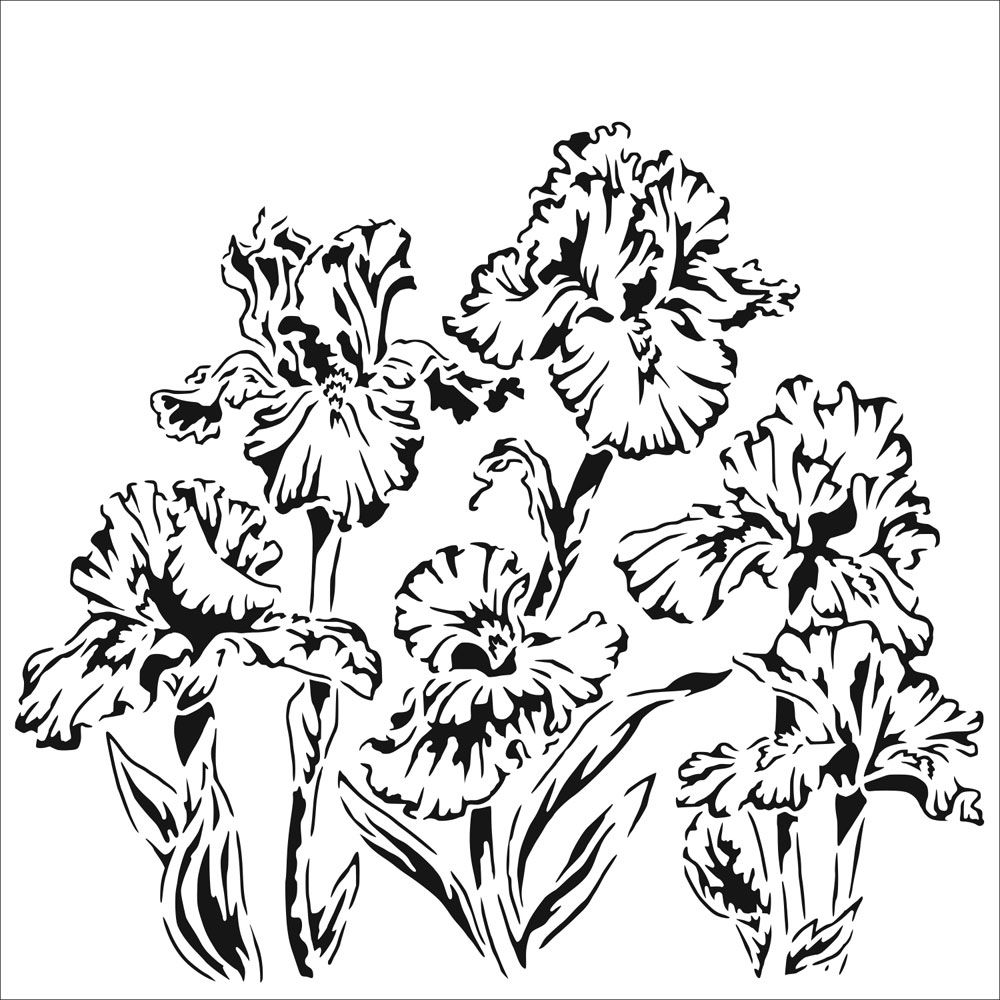 The Crafters Workshop Stencil - Irises 6 x 6 inch