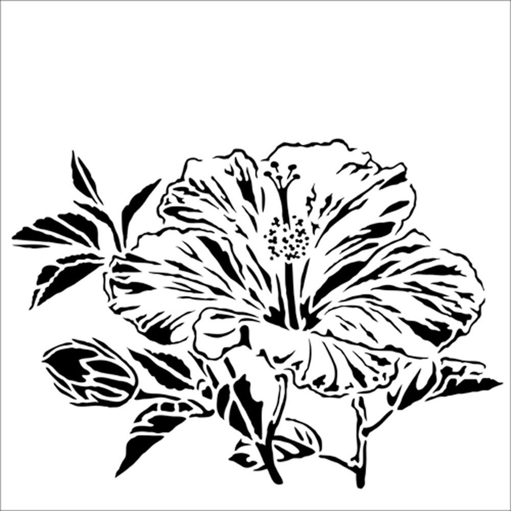 The Crafters Workshop Stencil - Hibiscus 6 x 6 inch