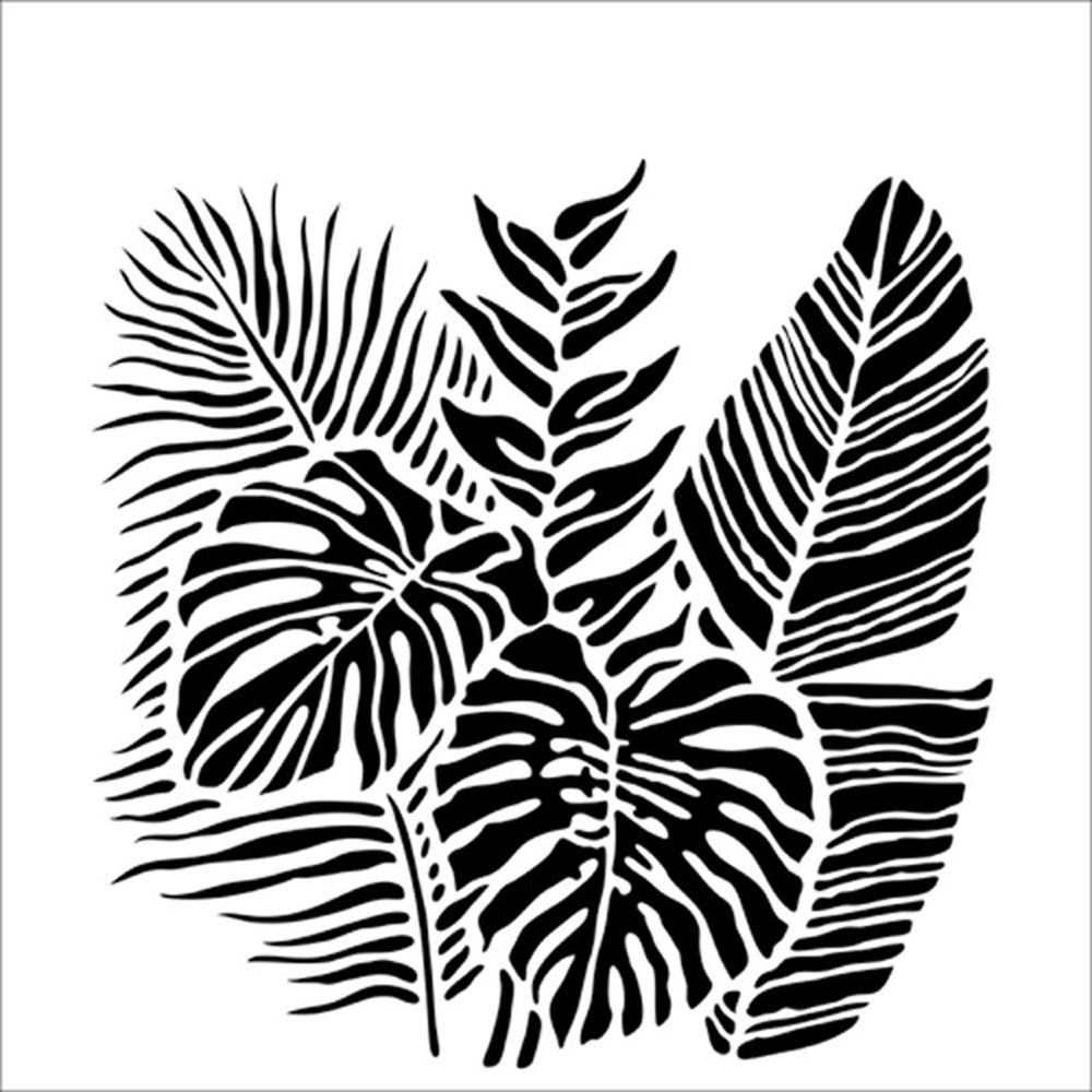 The Crafters Workshop Stencil - Tropical Fronds 6 x 6 inch