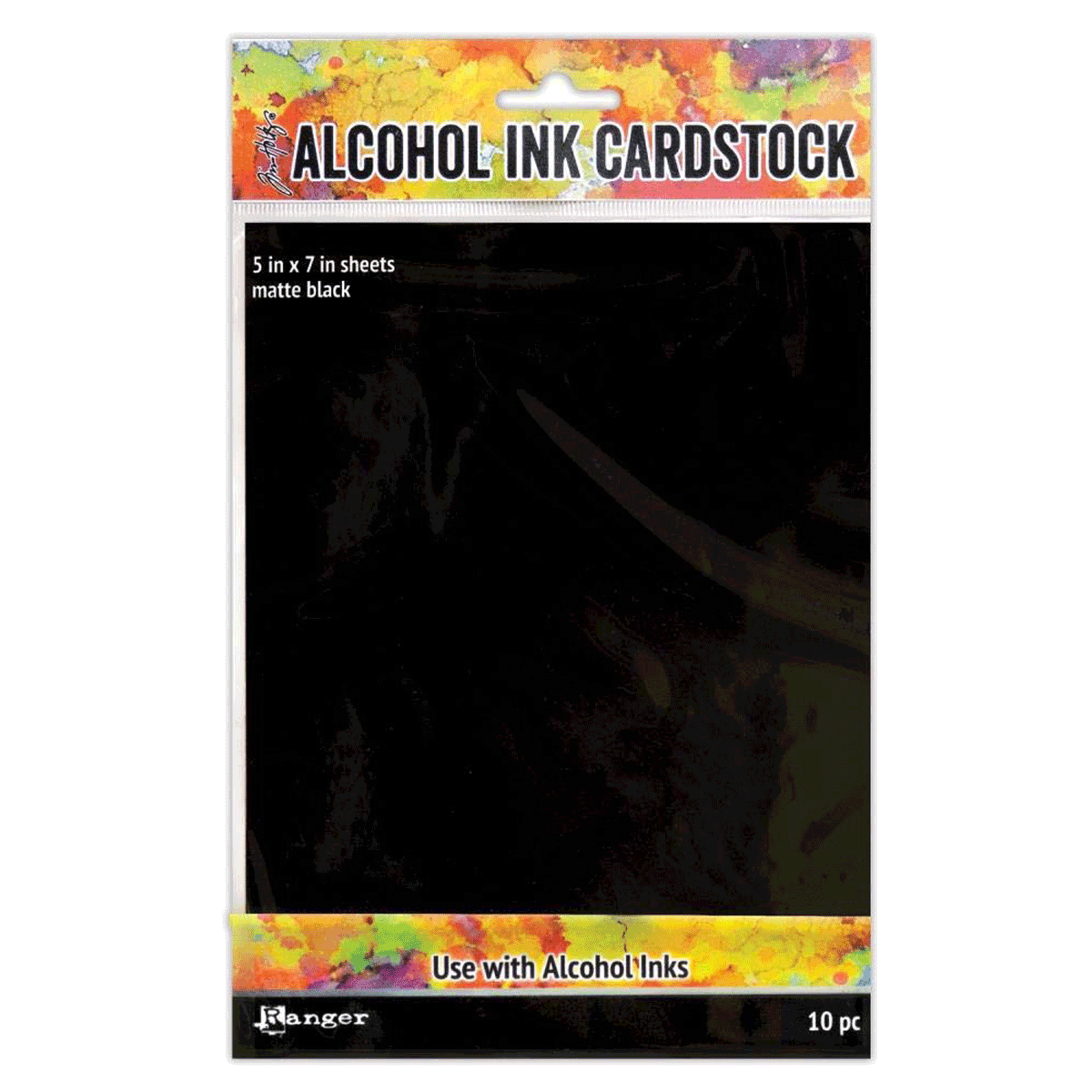 Tim Holtz Alcohol Ink Cardstock Black Matte, 10 pc