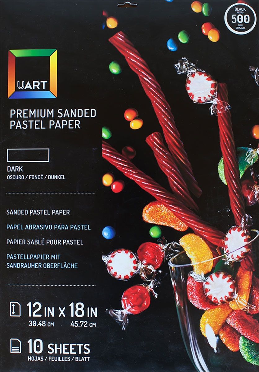 UART Dark Premium Sanded Pastel Paper Grade 500, 12" x 18"-10 Pkg