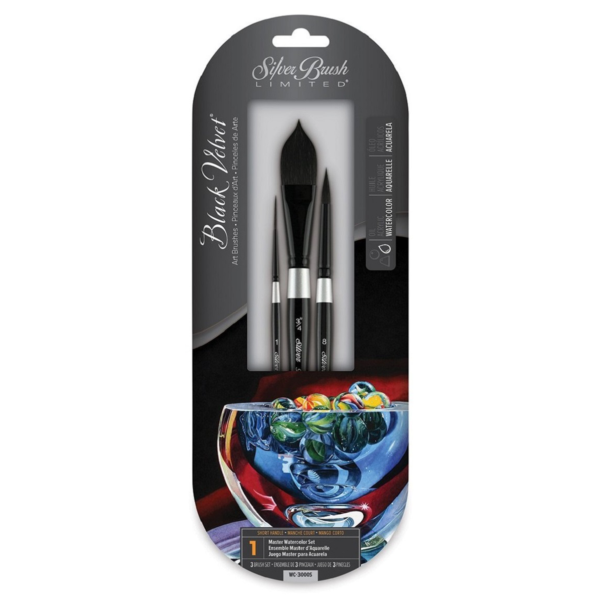Silver Brush Black Velvet Master Watercolour SH Brush 3pc Set