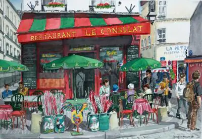 Cafe on Montmatre - Watercolour Painting